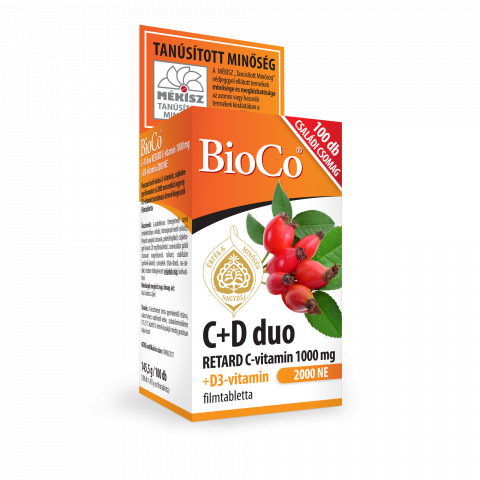 BIOCO C+D DUO RETARD C-VITAMIN 1000 mg + D3-VITAMIN 2000NE CSALÁDI CSOMAG filmtabletta 100db