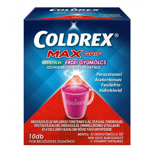 COLDREX MAXGRIP MENTOL ÉS ERDEI GYÜMÖLCS ízű por 
belsőleges oldathoz 10db