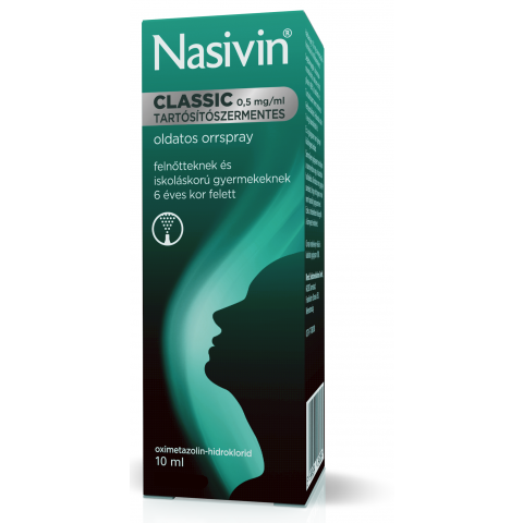 NASIVIN CLASSIC 0,5mg/ml tartósítószermentes oldatos orrspray 10ml
