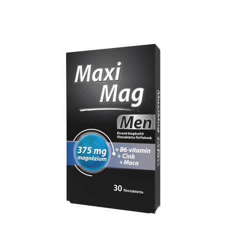 MAXIMAG MEN étrend-kiegészítő filmtabletta férfiaknak magnéziummal, B6-vitaminnal, cinkkel és maca gyökér kivonattal 30db