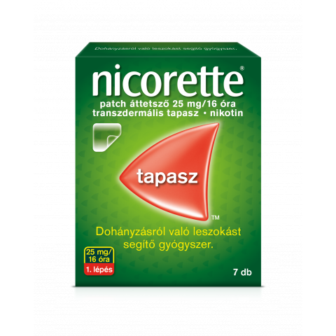NICORETTE® PATCH áttetsző 25mg/16 óra transzdermális tapasz 7db