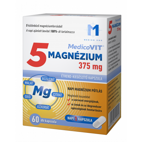 MEDICOVIT 5 MAGNÉZIUM 375mg étrend-kiegészítő kapszula 60db