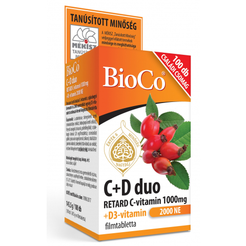 BIOCO C+D DUO RETARD C-VITAMIN 1000mg + D3-vitamin 2000NE CSALÁDI CSOMAG 100db filmtabletta