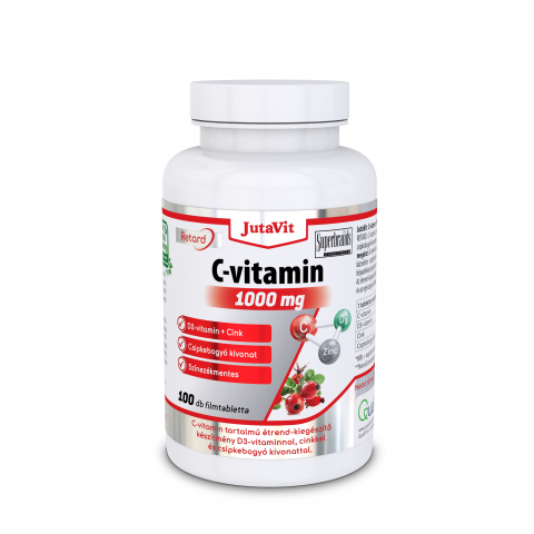 JUTAVIT C-VITAMIN 1000mg + D3-vitamin + CINK csipkebogyó kivonattal nyújtott felszívódású filmtabletta 100db
