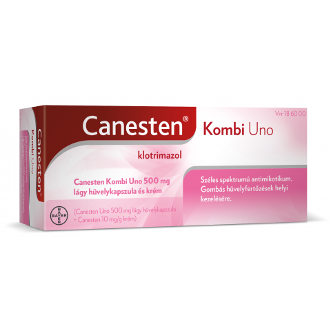 CANESTEN KOMBI UNO 1 db 500mg hüvelykapszula + 1db 20g krém